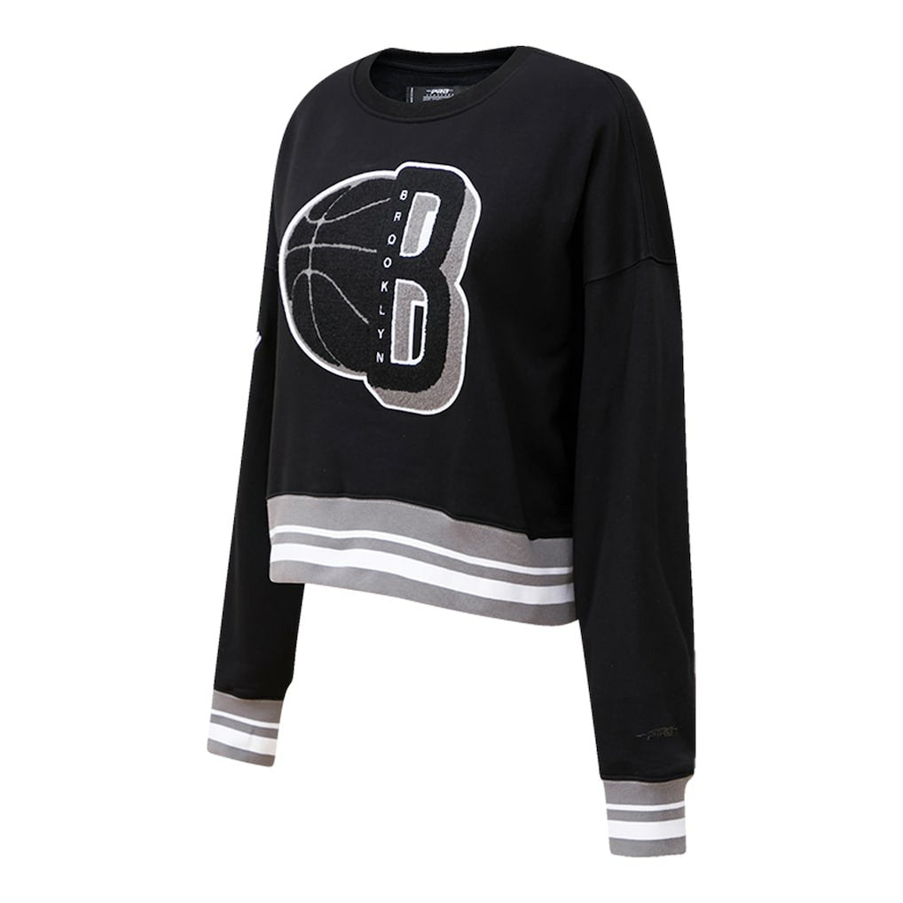 Brooklyn Nets Pro Standard Women's Mash Up Pullover Sweatshirt Black - NBA