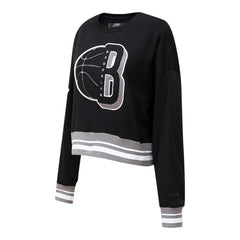 Brooklyn Nets Pro Standard Women's Mash Up Pullover Sweatshirt Black - NBA