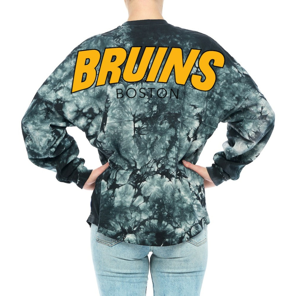 Boston Bruins Fanatics Women's Crystal-Dye Long Sleeve T-Shirt - Black - NHL