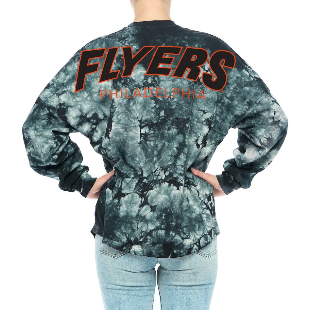 Philadelphia Flyers Fanatics Women's Crystal-Dye Long Sleeve T-Shirt - Black - NHL