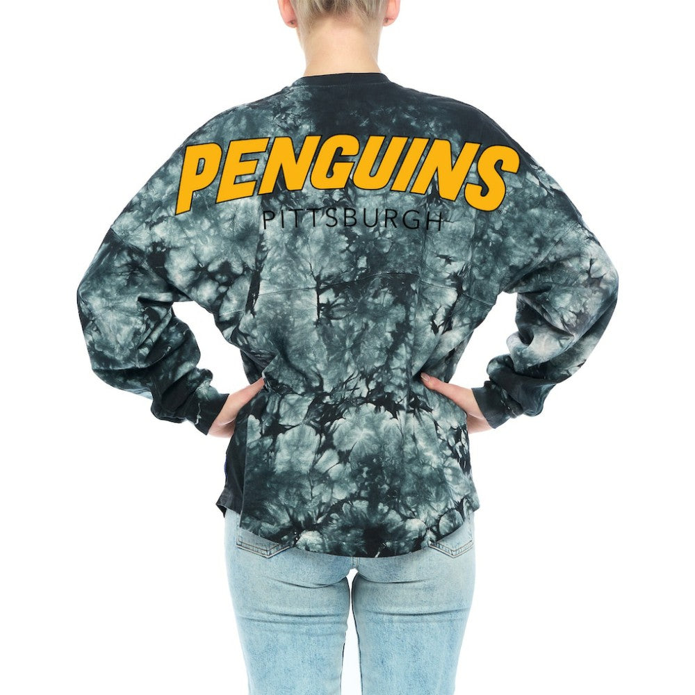 Pittsburgh Penguins Fanatics Women's Crystal-Dye Long Sleeve T-Shirt - Black - NHL