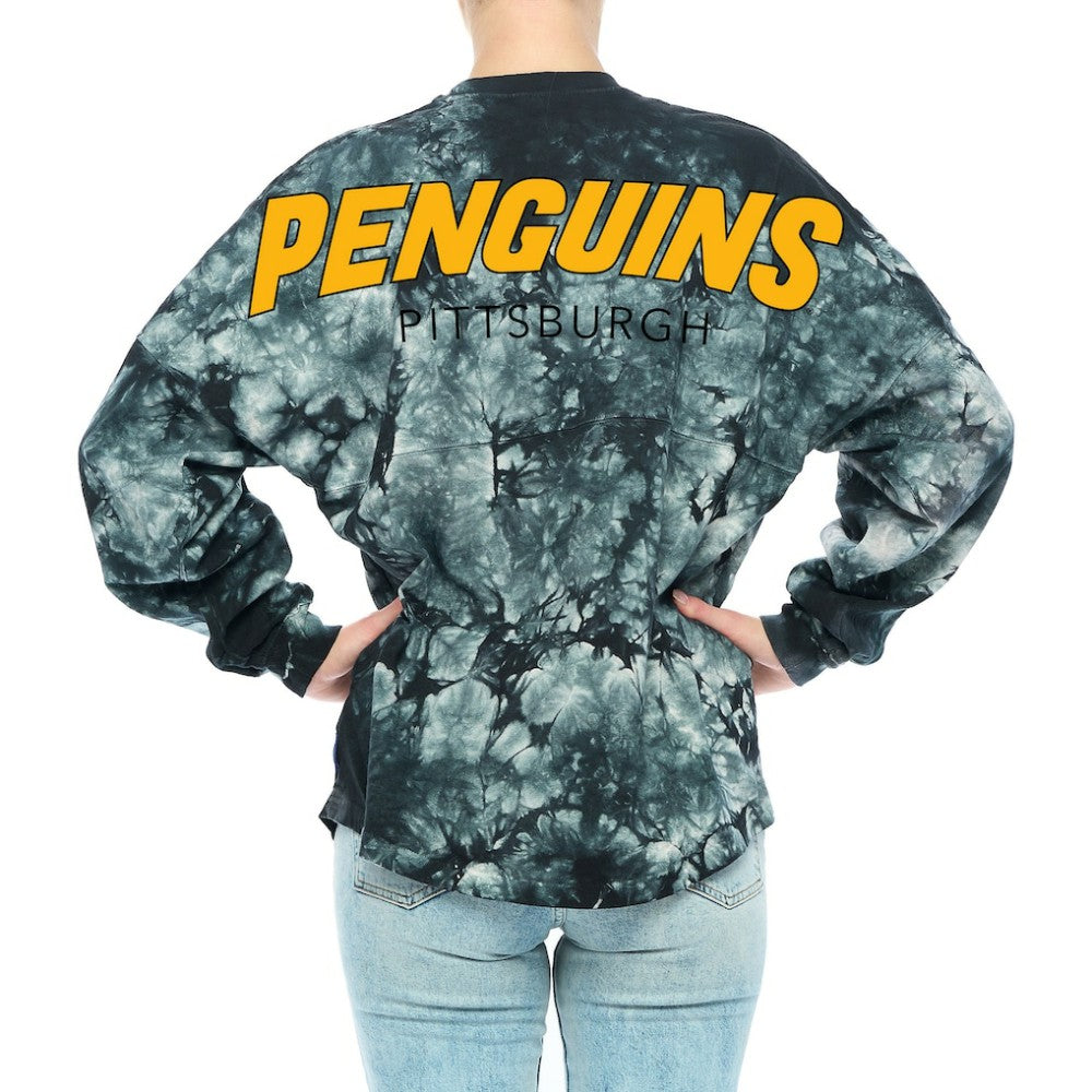 Pittsburgh Penguins Fanatics Women's Crystal-Dye Long Sleeve T-Shirt - Black - NHL