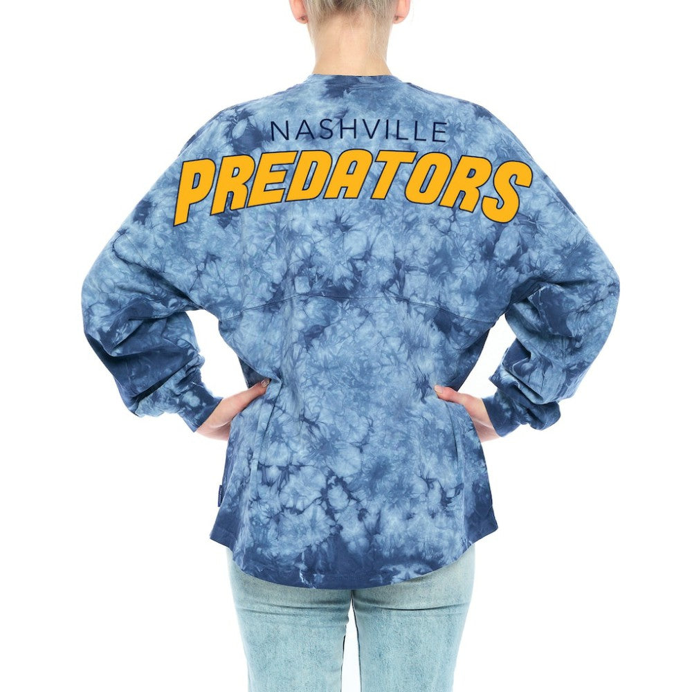 Nashville Predators Fanatics Women's Crystal-Dye Long Sleeve T-Shirt - Navy - NHL