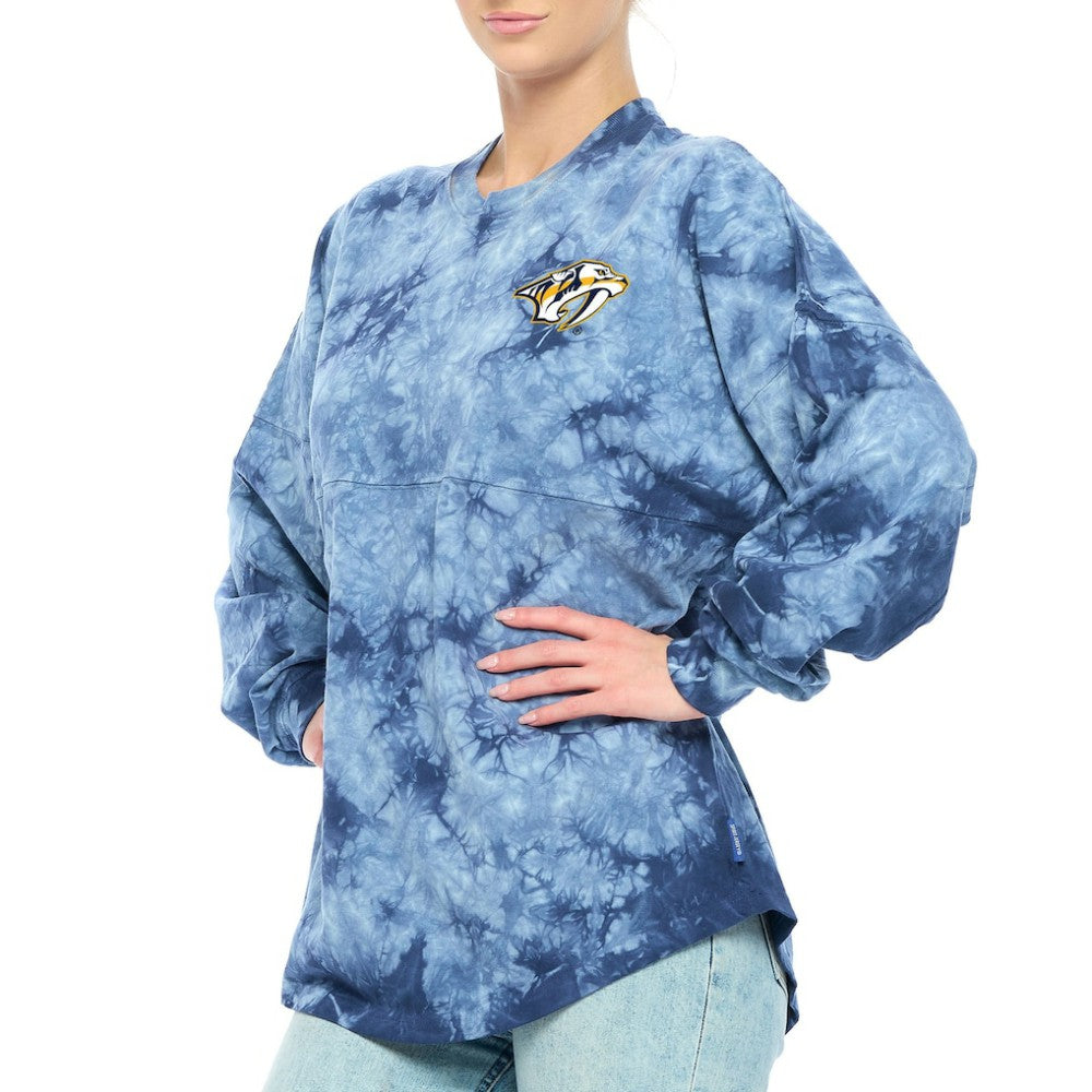 Nashville Predators Fanatics Women's Crystal-Dye Long Sleeve T-Shirt - Navy - NHL