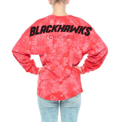 Chicago Blackhawks Fanatics Women's Crystal-Dye Long Sleeve T-Shirt - Red - NHL