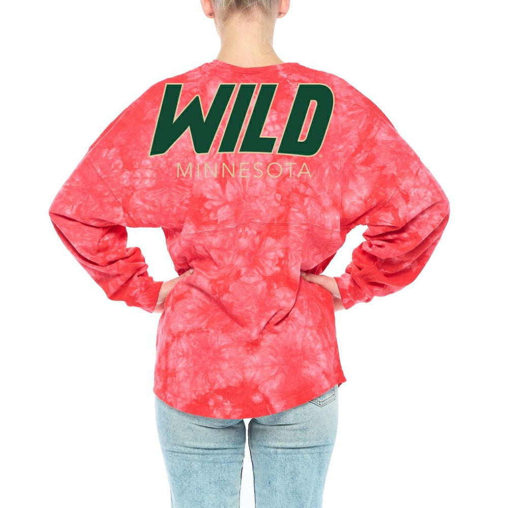Minnesota Wild Fanatics Women's Crystal-Dye Long Sleeve T-Shirt - Red - NHL