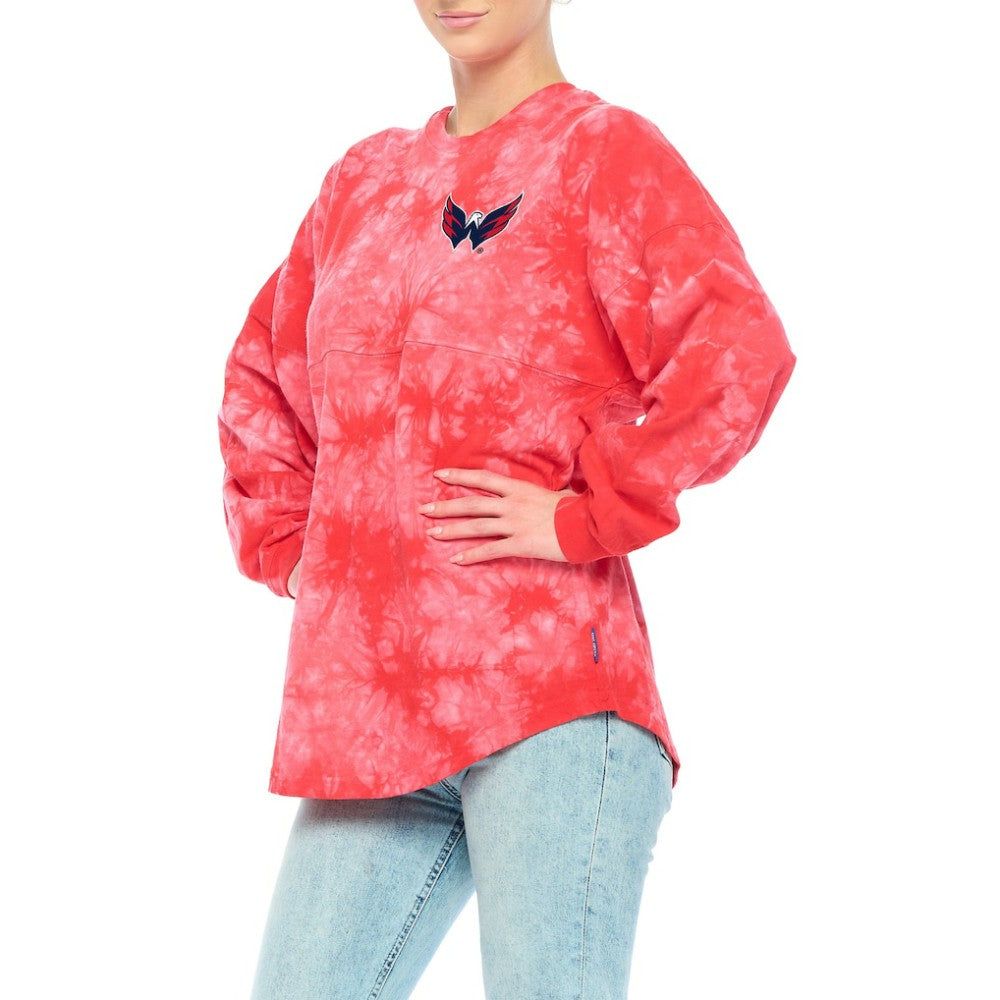 Washington Capitals Fanatics Women's Crystal-Dye Long Sleeve T-Shirt - Red - NHL