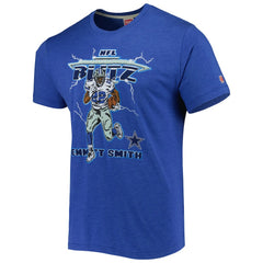 Emmitt Smith Dallas Cowboys Homage Unisex NFL Blitz Retired Player Tri-Blend T-Shirt Heathered Heather Royal | NFL