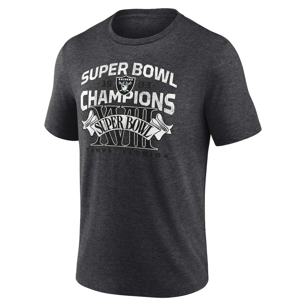 Las Vegas Raiders Hometown Old-Fashioned Super Bowl XVIII Champions Tri-Blend T-Shirt Charcoal | NFL