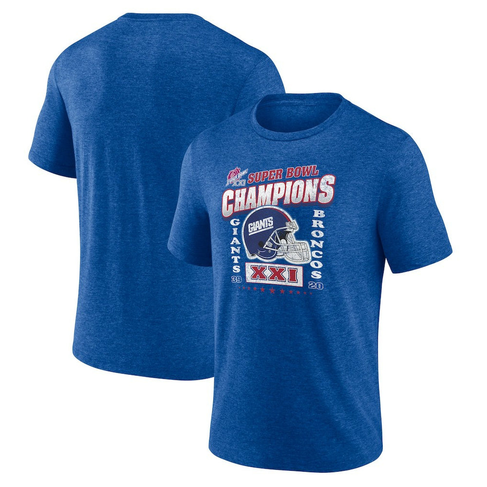 New York Giants Hometown Old-Fashioned Super Bowl XXI Champions Tri-Blend T-Shirt Royal | NFL