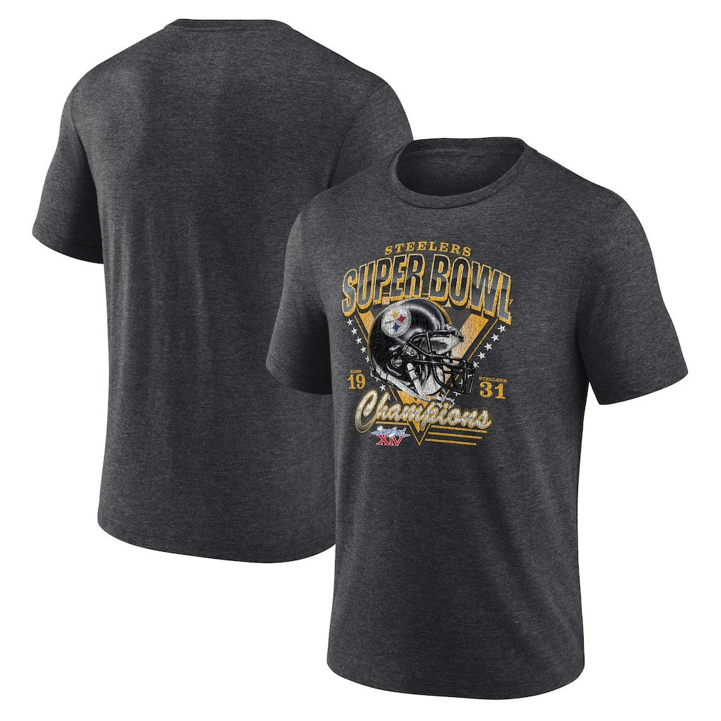 Pittsburgh Steelers Hometown Old-Fashioned Super Bowl XIV Champions Tri-Blend T-Shirt Charcoal | NFL