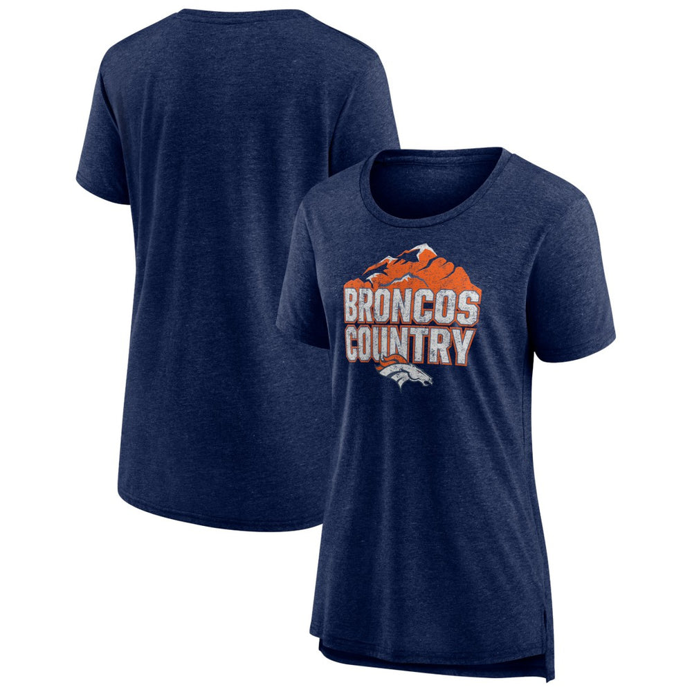 Denver Broncos Women's Hometown First Down Tri-Blend T-Shirt Heather Navy | NFL