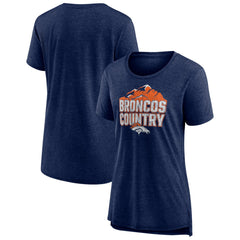 Denver Broncos Women's Hometown First Down Tri-Blend T-Shirt Heather Navy | NFL