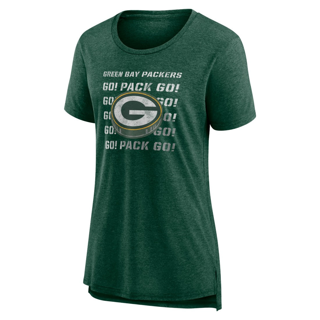 Green Bay Packers Women's Hometown First Down Tri-Blend T-Shirt Heather Green | NFL