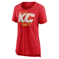 Kansas City Chiefs Women's Hometown First Down Tri-Blend T-Shirt Heather Red | NFL