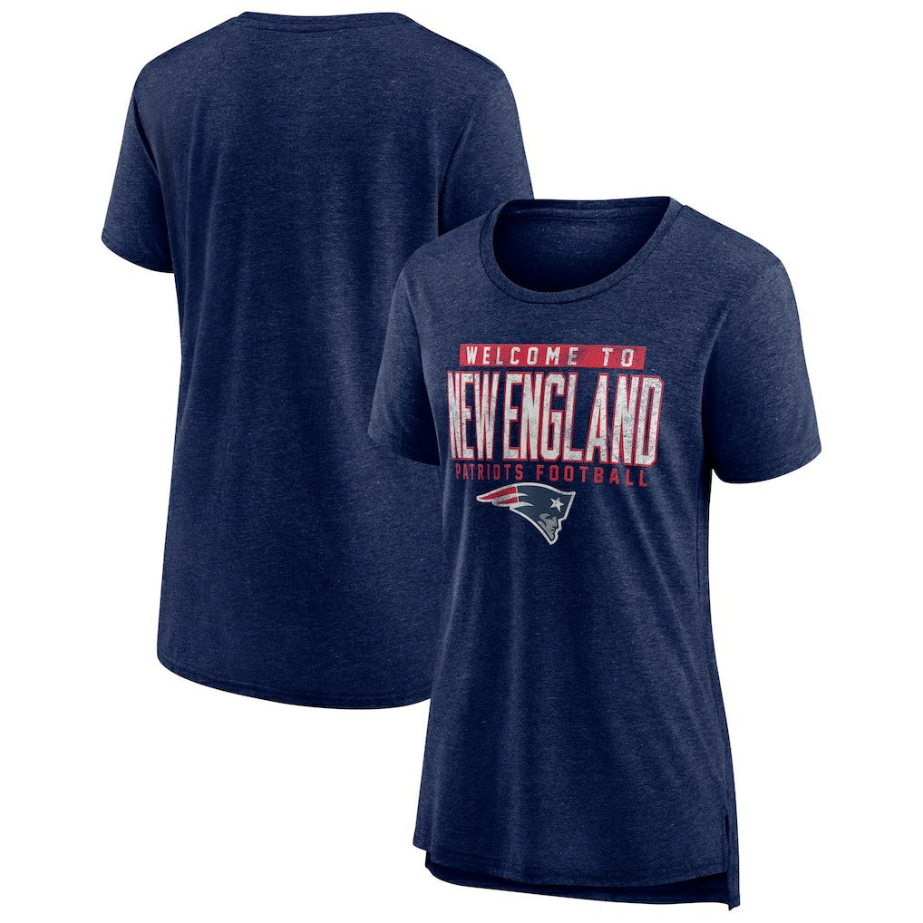 New England Patriots Women's Hometown First Down Tri-Blend T-Shirt Heather Navy | NFL