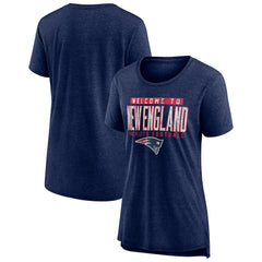 New England Patriots Women's Hometown First Down Tri-Blend T-Shirt Heather Navy | NFL