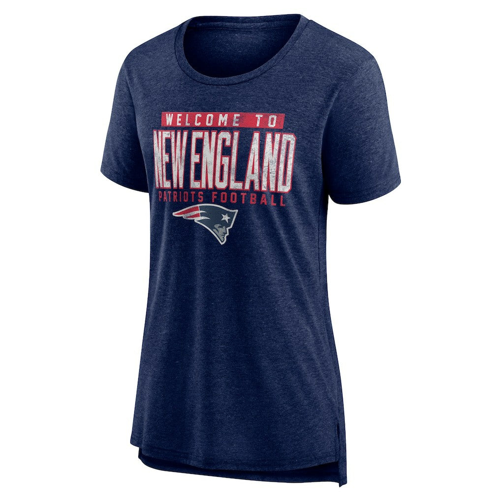 New England Patriots Women's Hometown First Down Tri-Blend T-Shirt Heather Navy | NFL