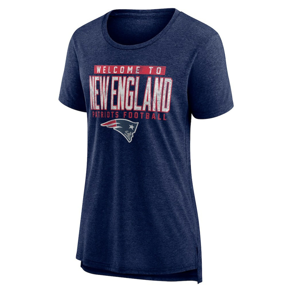 New England Patriots Women's Hometown First Down Tri-Blend T-Shirt Heather Navy | NFL