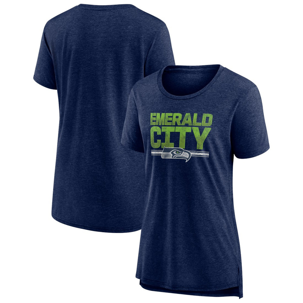 Seattle Seahawks Women's Hometown First Down Tri-Blend T-Shirt Heather College Navy | NFL
