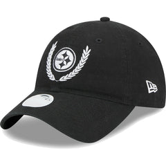 Pittsburgh Steelers New Era Women's Leaves 9TWENTY Adjustable Hat Black | NFL