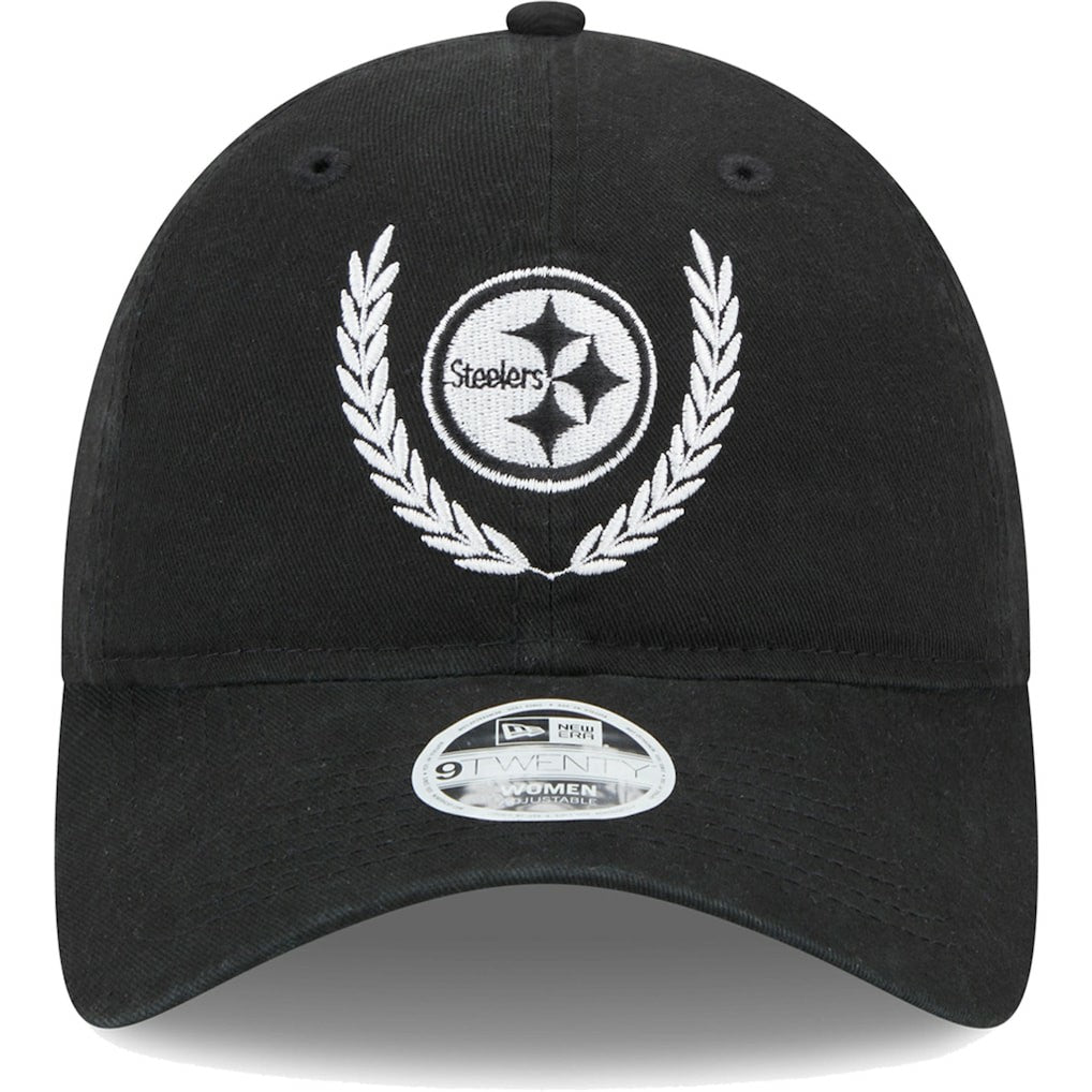Pittsburgh Steelers New Era Women's Leaves 9TWENTY Adjustable Hat Black | NFL