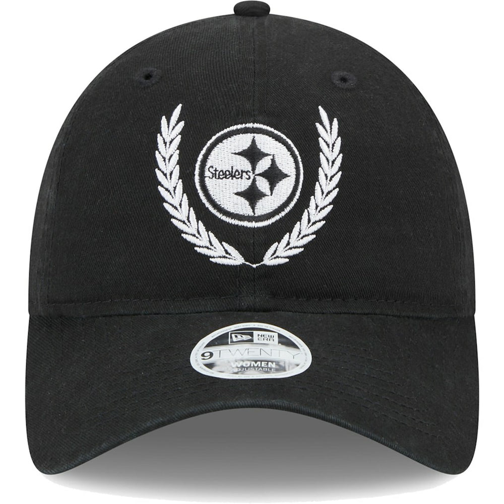 Pittsburgh Steelers New Era Women's Leaves 9TWENTY Adjustable Hat Black | NFL