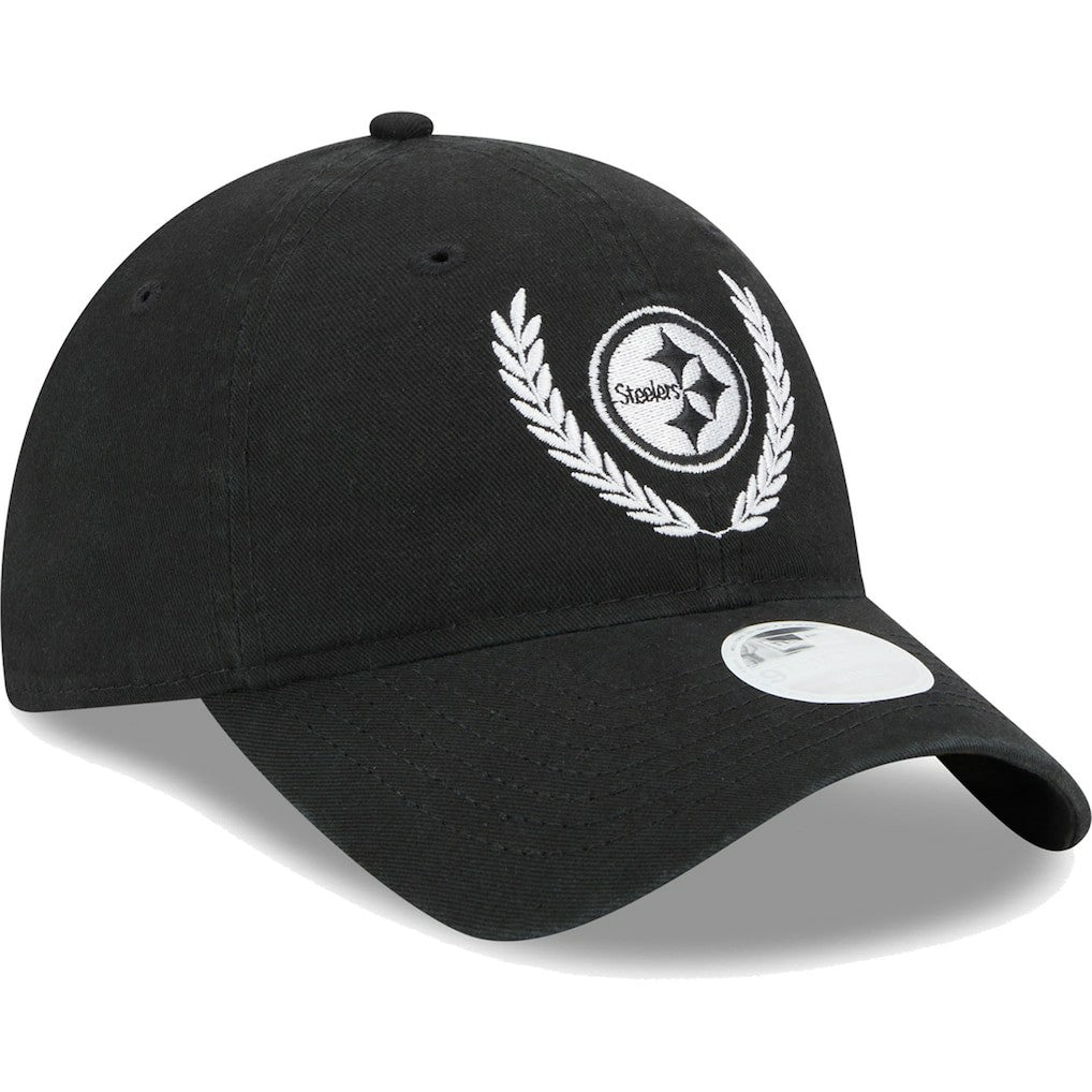 Pittsburgh Steelers New Era Women's Leaves 9TWENTY Adjustable Hat Black | NFL