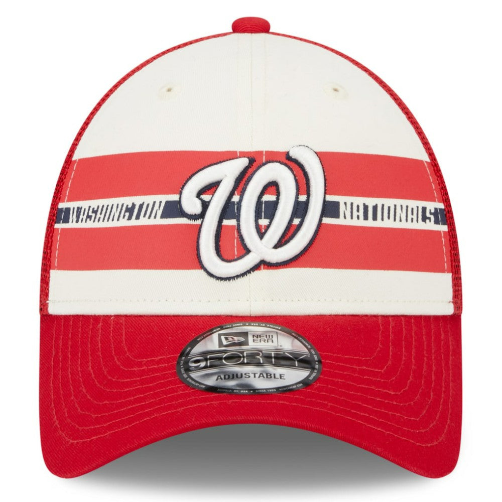 Washington Nationals New Era Team Stripe Trucker 9FORTY Snapback Hat - MLB
