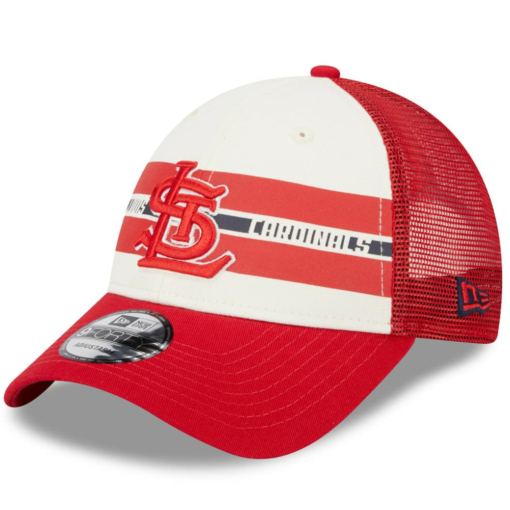 St. Louis Cardinals New Era Team Stripe Trucker 9FORTY Snapback Hat - MLB