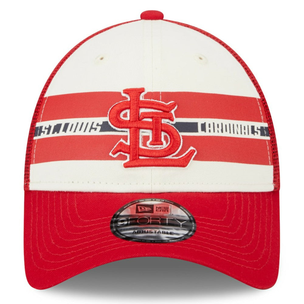 St. Louis Cardinals New Era Team Stripe Trucker 9FORTY Snapback Hat - MLB