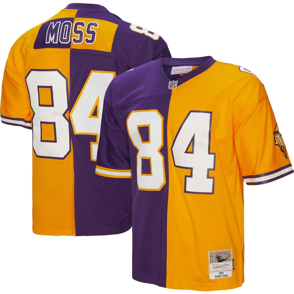 Randy Moss Minnesota Vikings 1998 Split Legacy Replica Jersey Purple/Gold | Mitchell & Ness