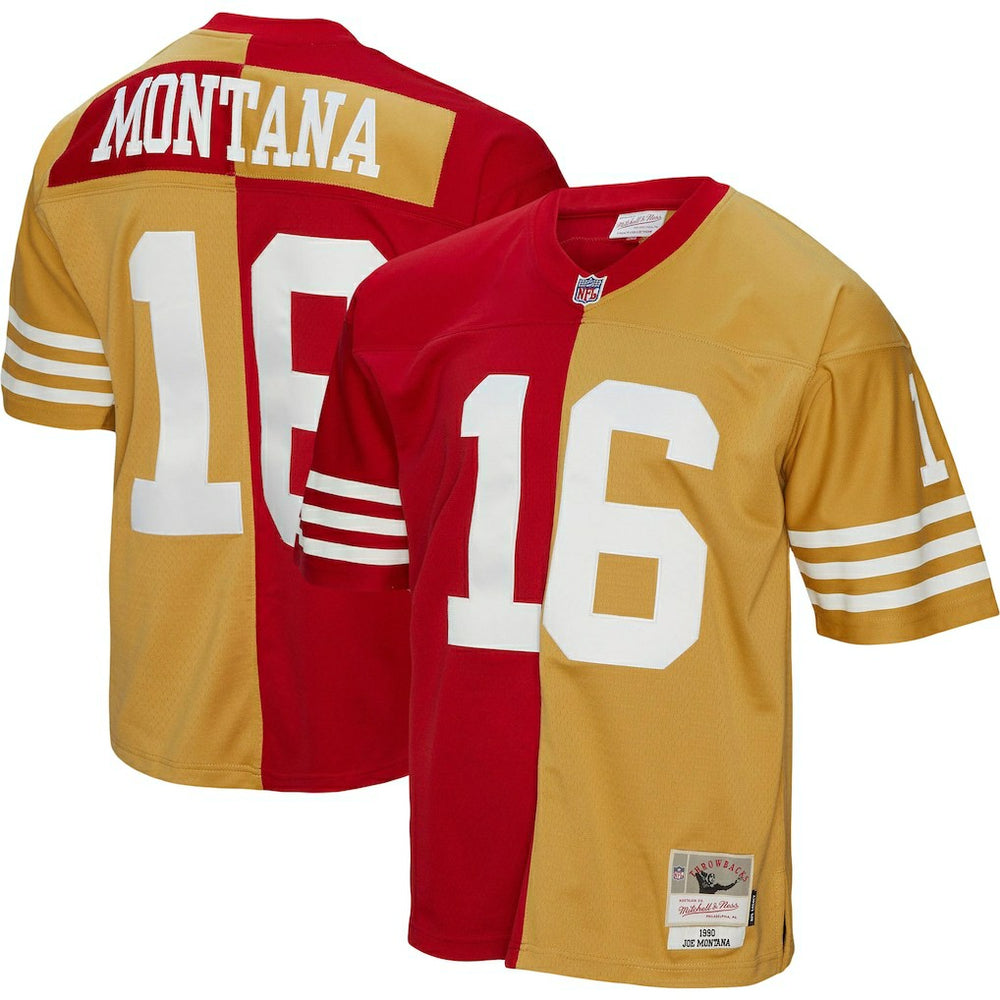 Joe Montana San Francisco 49ers 1990 Split Legacy Replica Jersey Scarlet/Gold | Mitchell & Ness