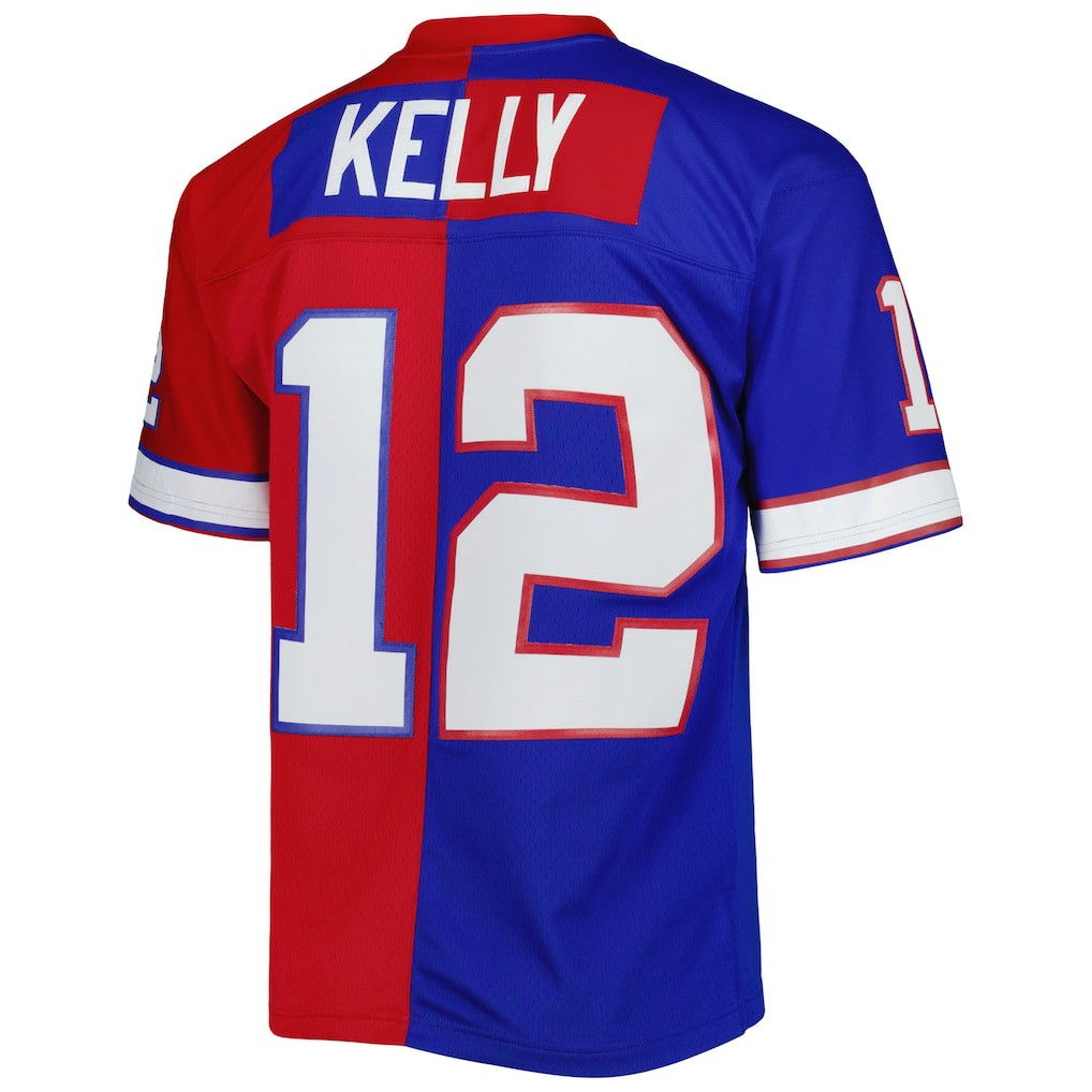 Jim Kelly Buffalo Bills 1990 Split Legacy Replica Jersey Royal/Red | Mitchell & Ness