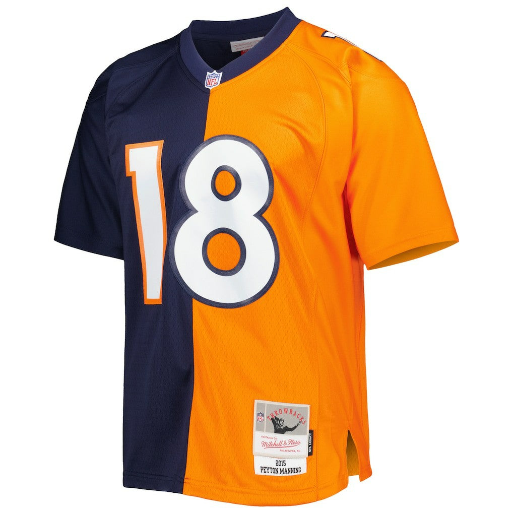 Peyton Manning Denver Broncos 2015 Split Legacy Replica Jersey Navy/Orange | Mitchell & Ness