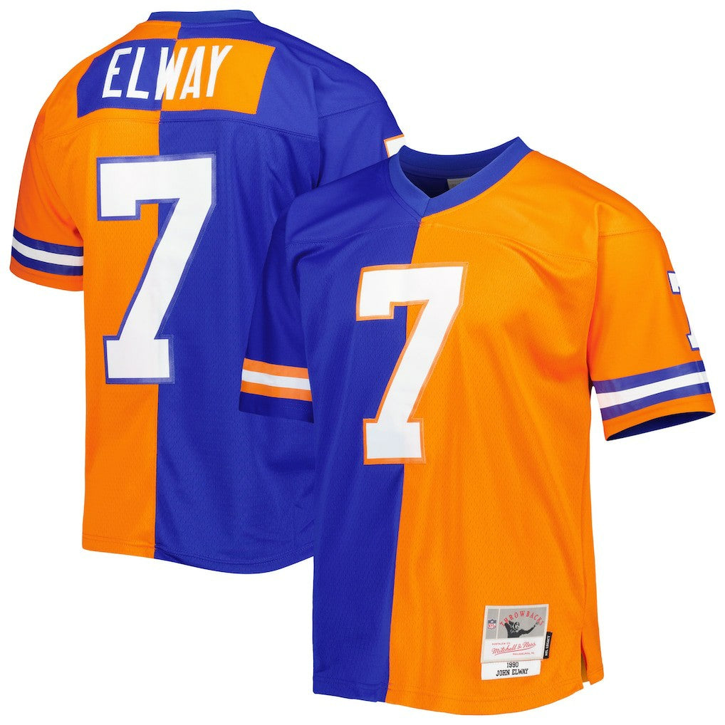 John Elway Denver Broncos 1990 Split Legacy Replica Jersey Royal/Orange | Mitchell & Ness