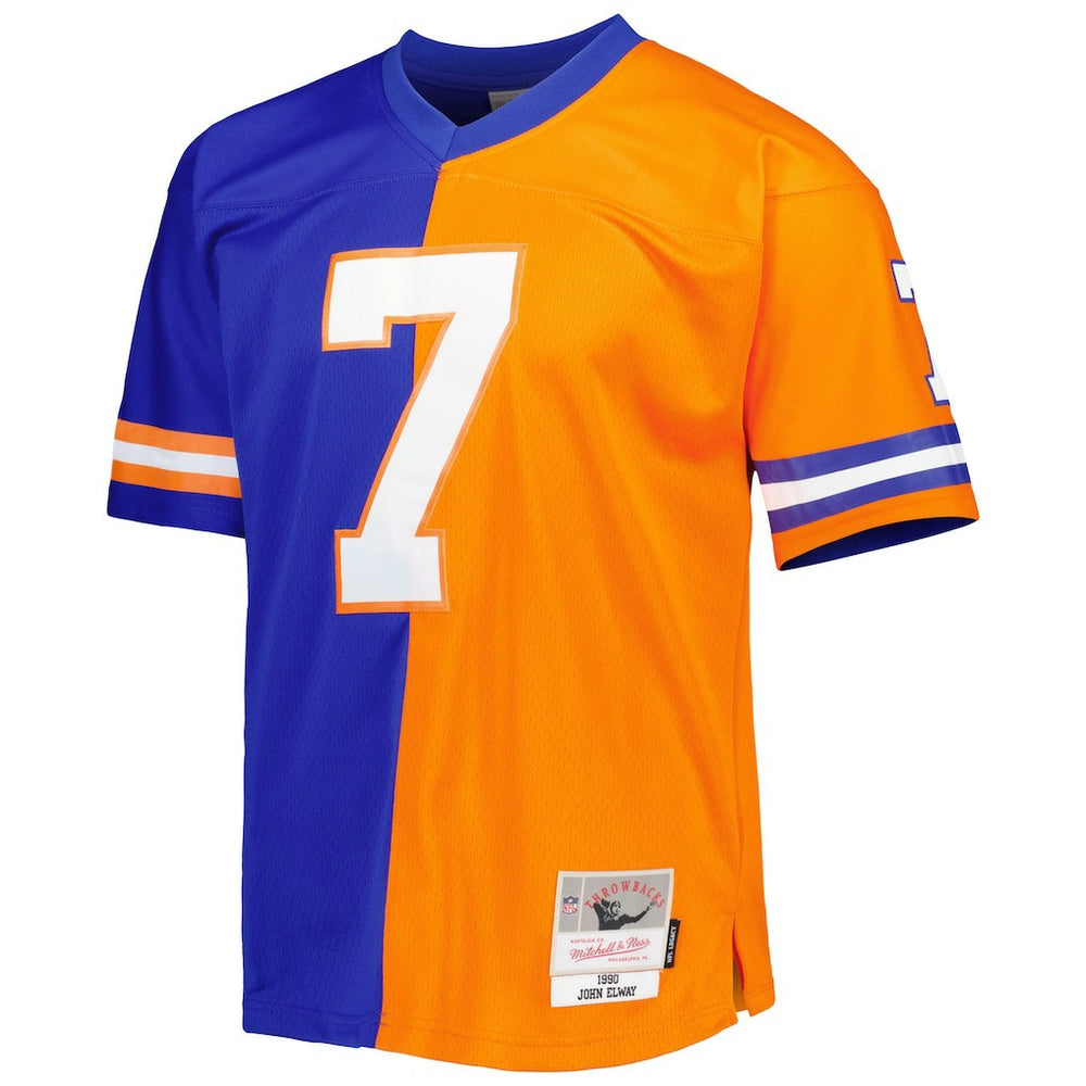 John Elway Denver Broncos 1990 Split Legacy Replica Jersey Royal/Orange | Mitchell & Ness