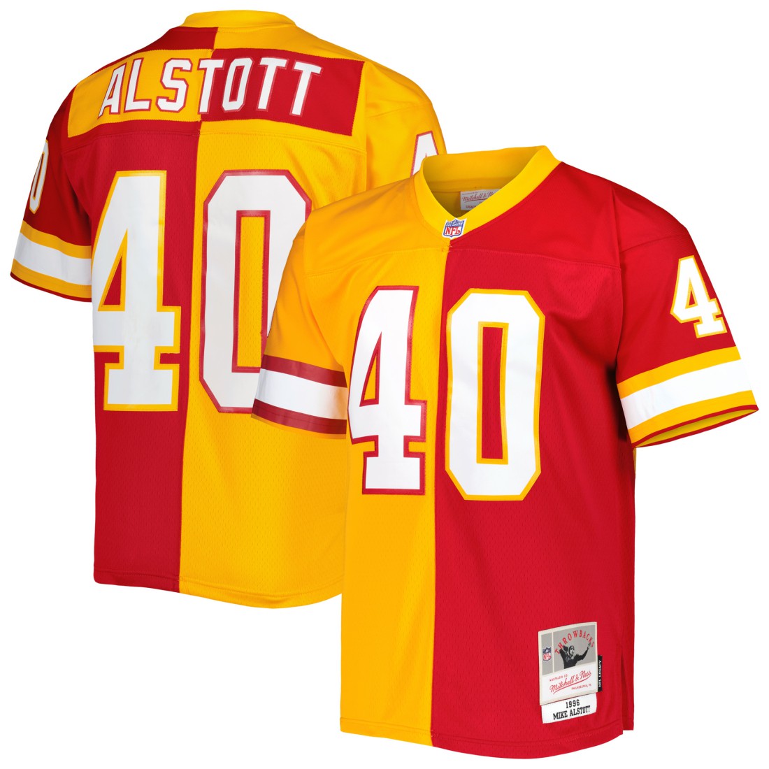 Mike Alstott Tampa Bay Buccaneers 1996 Split Legacy Replica Jersey Orange/Red | Mitchell & Ness