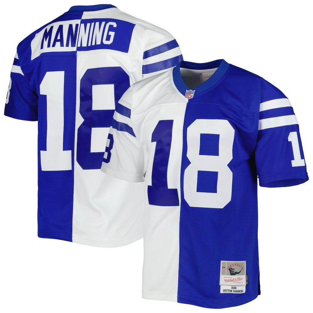 Peyton Manning Indianapolis Colts 1998 Split Legacy Replica Jersey Royal/White | Mitchell & Ness