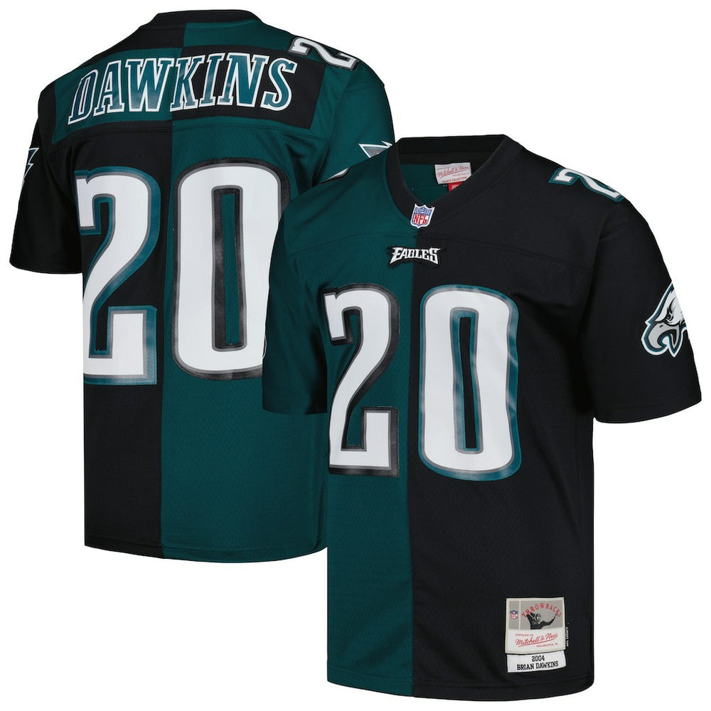 Brian Dawkins Philadelphia Eagles 2004 Split Legacy Replica Jersey Midnight Green/Black | Mitchell & Ness