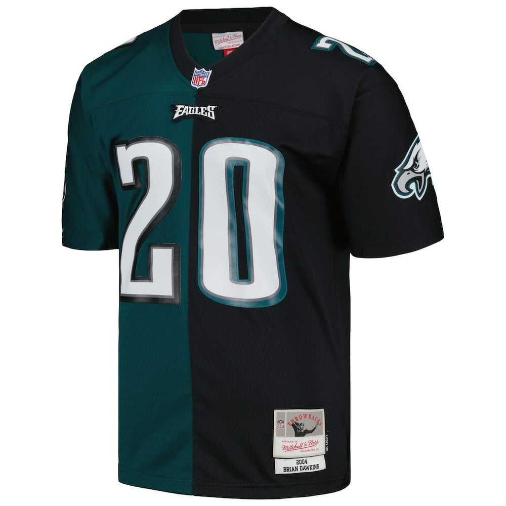 Brian Dawkins Philadelphia Eagles 2004 Split Legacy Replica Jersey Midnight Green/Black | Mitchell & Ness