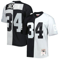 Bo Jackson Las Vegas Raiders 1988 Split Legacy Replica Jersey Black/Silver | Mitchell & Ness