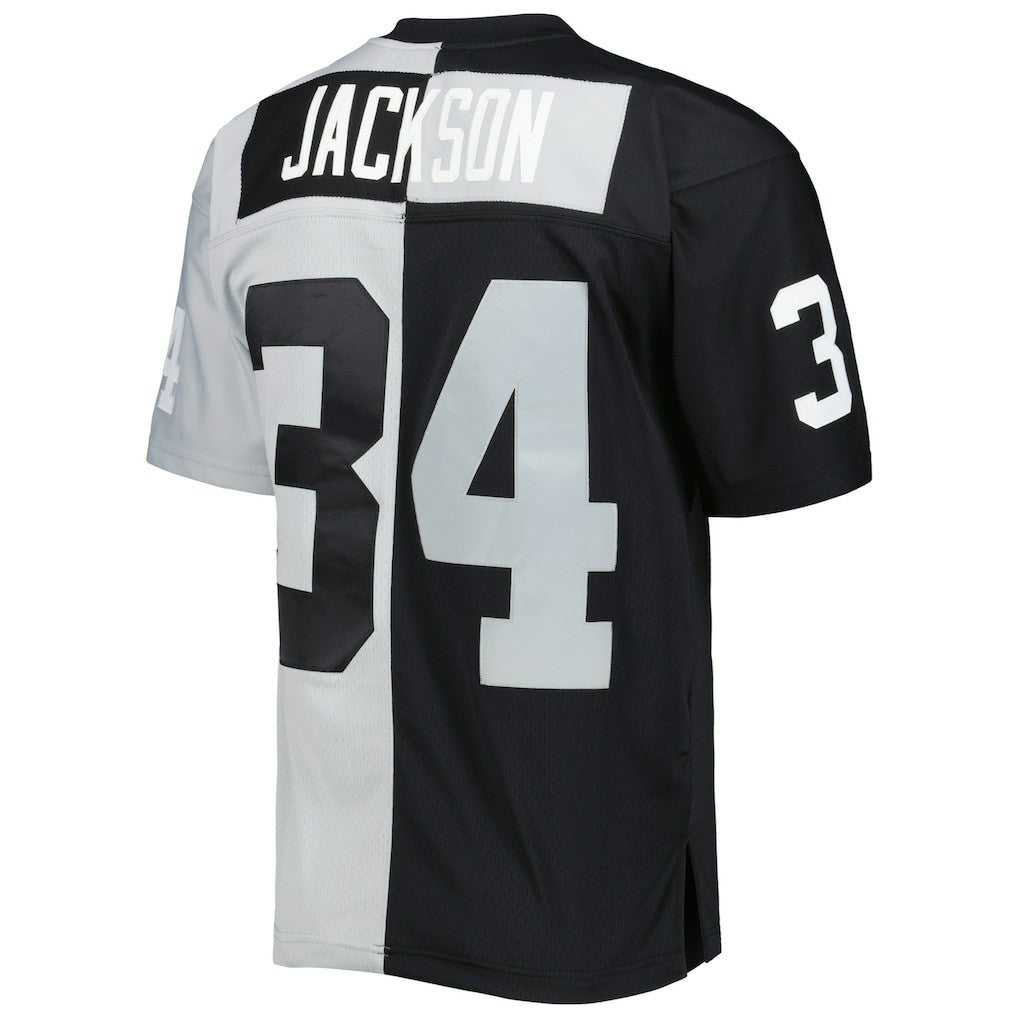 Bo Jackson Las Vegas Raiders 1988 Split Legacy Replica Jersey Black/Silver | Mitchell & Ness