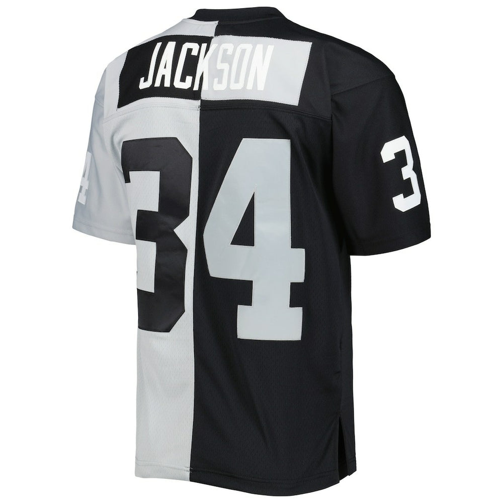 Bo Jackson Las Vegas Raiders 1988 Split Legacy Replica Jersey Black/Silver | Mitchell & Ness