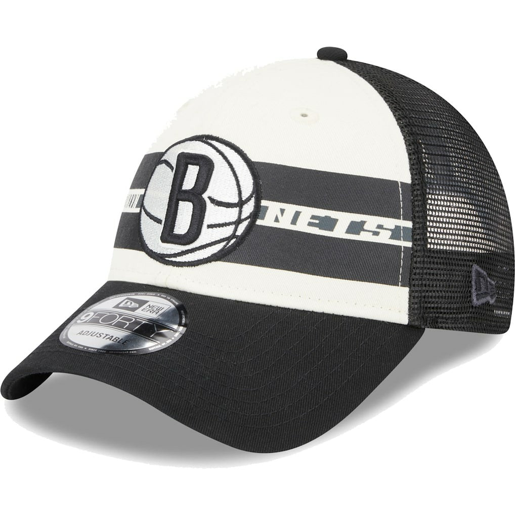 Brooklyn Nets Stripes 9FORTY Trucker Snapback Hat Black - NBA