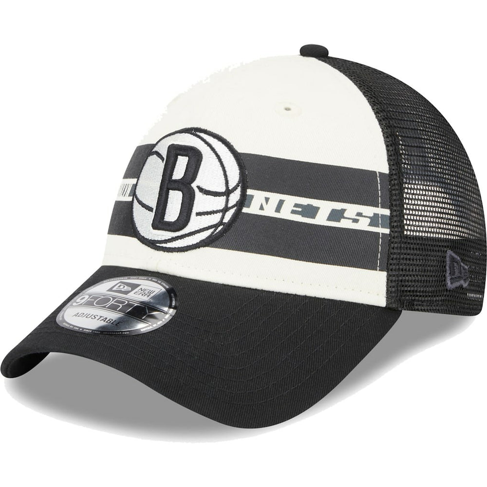 Brooklyn Nets Stripes 9FORTY Trucker Snapback Hat Black - NBA