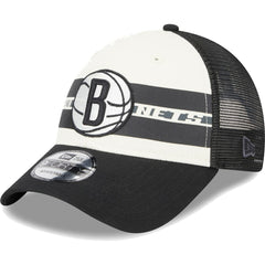 Brooklyn Nets Stripes 9FORTY Trucker Snapback Hat Black - NBA