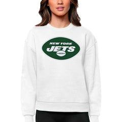 New York Jets Antigua Women's Victory Logo Pullover Sweatshirt White | NFL