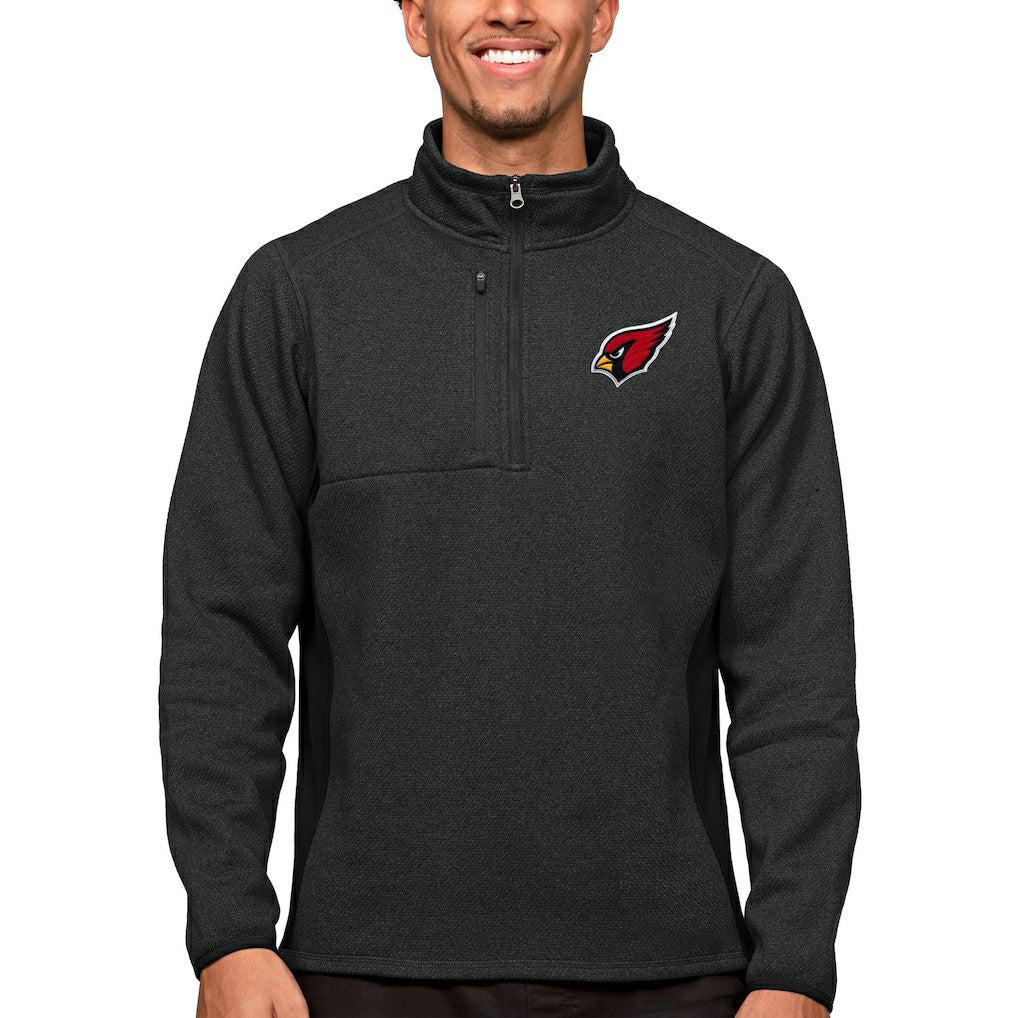 Arizona Cardinals Antigua Course Quarter-Zip Pullover Top Heathered Black | NFL