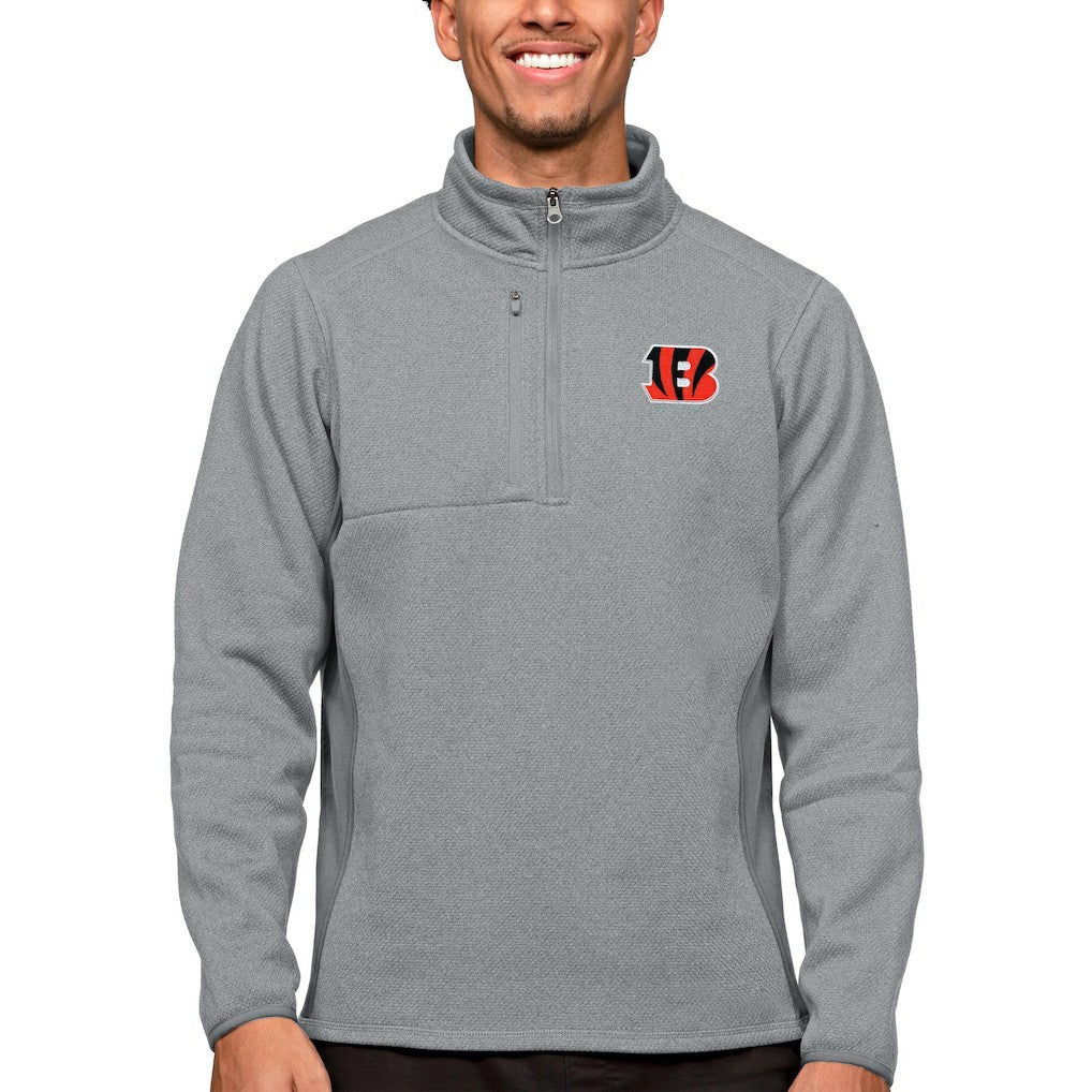 Cincinnati Bengals Antigua Course Quarter-Zip Pullover Top Heathered Gray | NFL